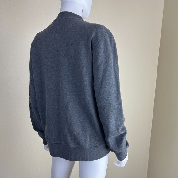 DRIES VAN NOTEN Women's Size L Gray Floral Embroidered Cotton Bomber Jacket Boho - Picture 13 of 16